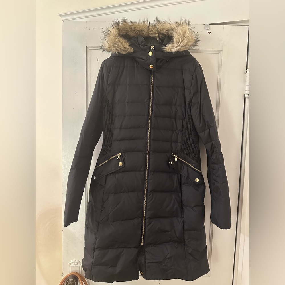Express Black Puffer Jacket with Faux Fur Trim